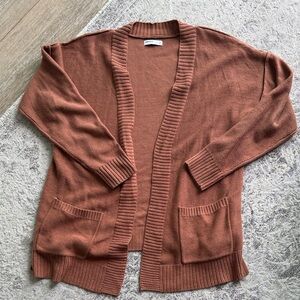 Sonoma Rust‑Tone Open Front Cardigan